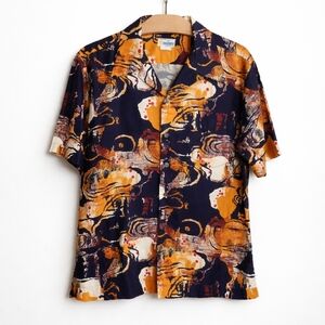 Vintage 70s Hawaiian Aloha Shirt Andrade Honolulu Mens M Abstract Print